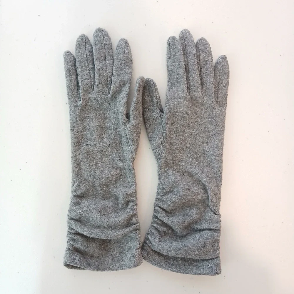 Lauren Ralph Lauren Gloves Women Large Gray Wool Winter Warm Classic Soft